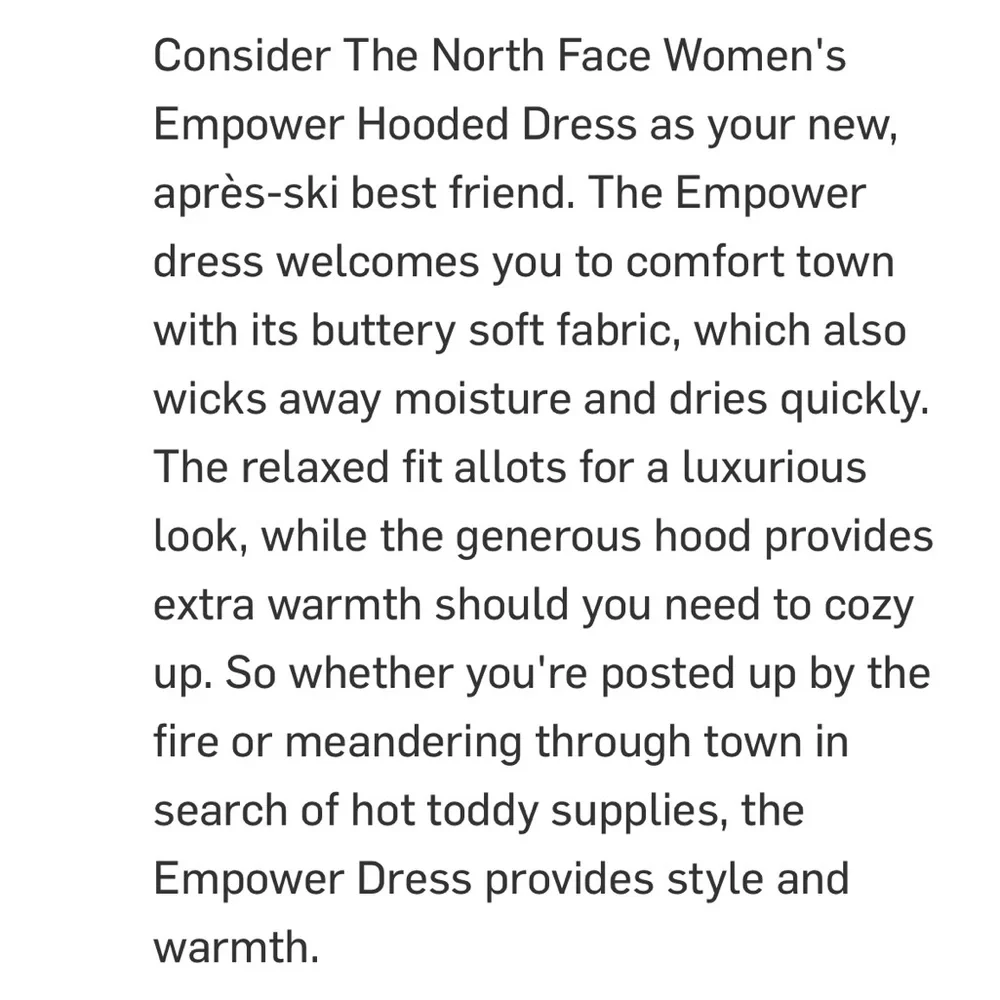 NORTH FACE hooded knit leisure dress